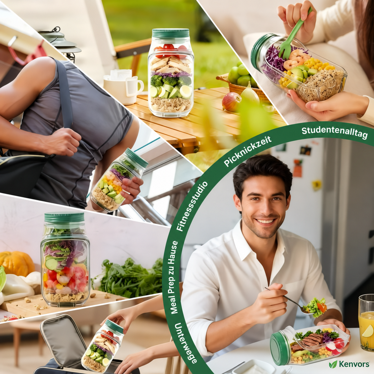 🔥 BEGRENZTER VORRAT — Kenvors™, Lunchbox mit getrennten Fächern und integriertem Saucenbehälter