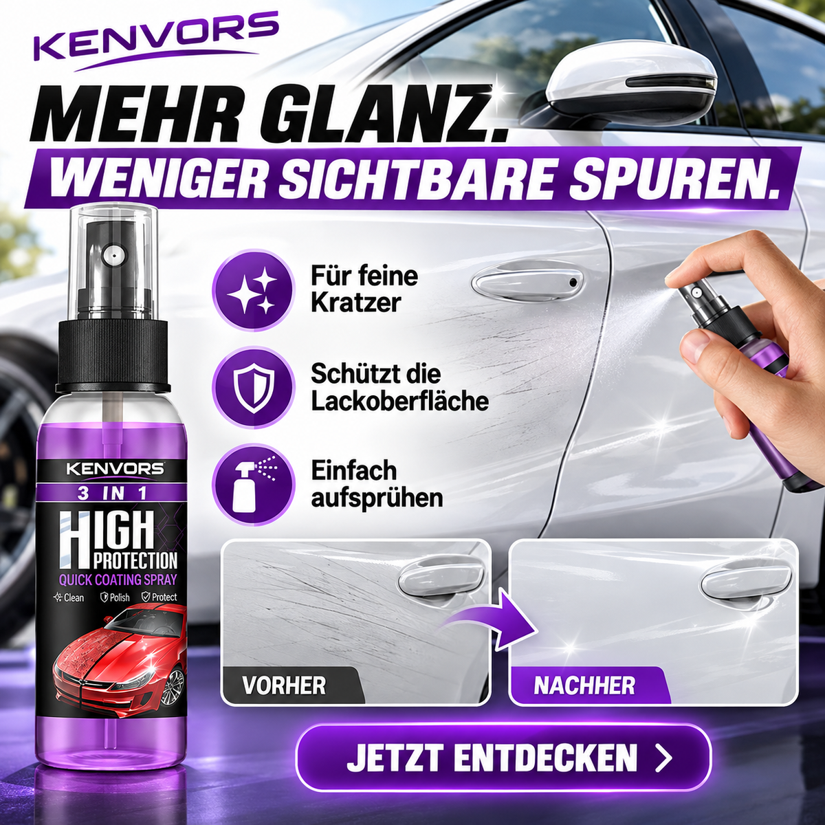 🔥 BEGRENZTER VORRAT — Kenvors™, 3-in-1-Lackschutzspray