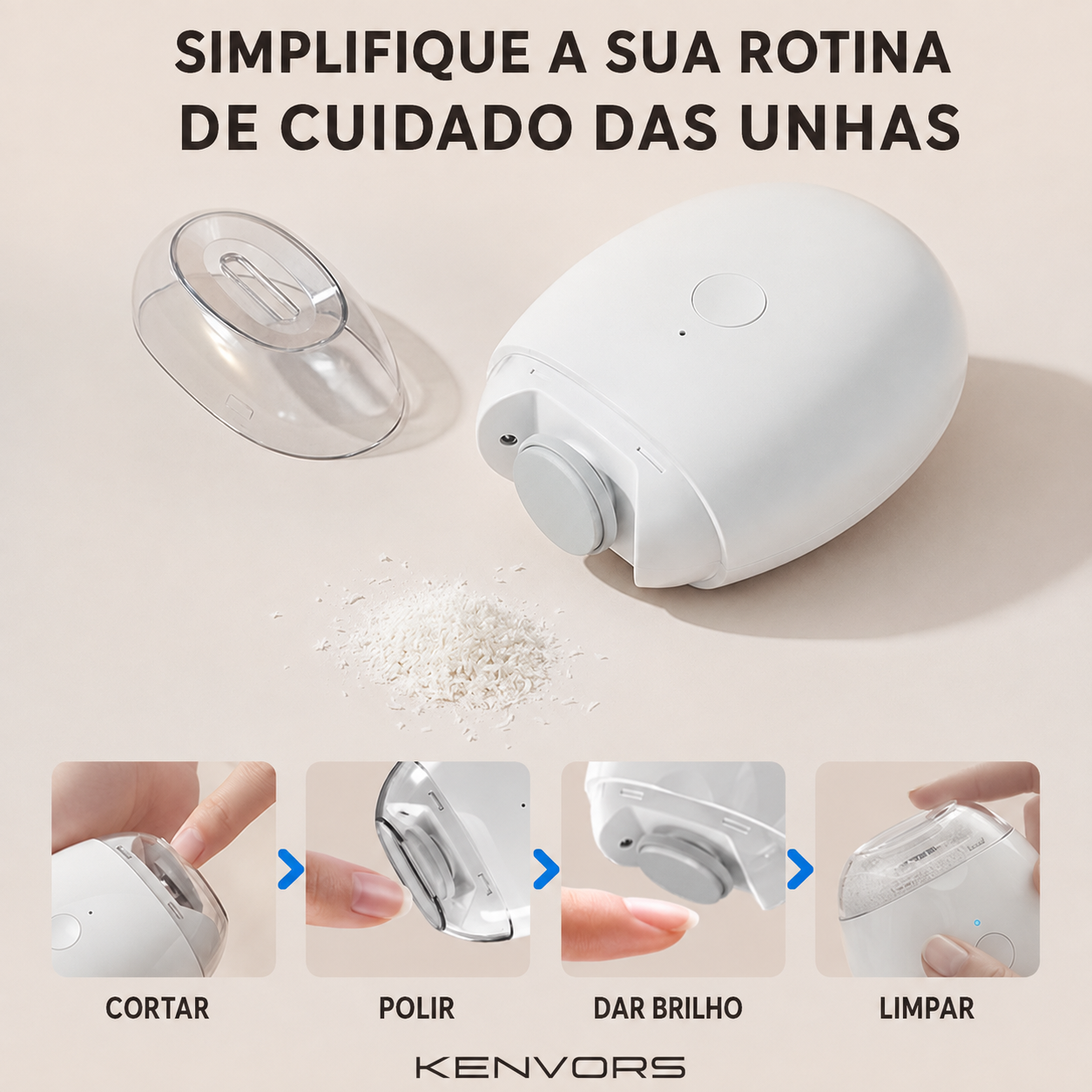 💅✨ Kenvors — Lima Elétrica Automática para Unhas de Toda a Família 👨👩👧👦