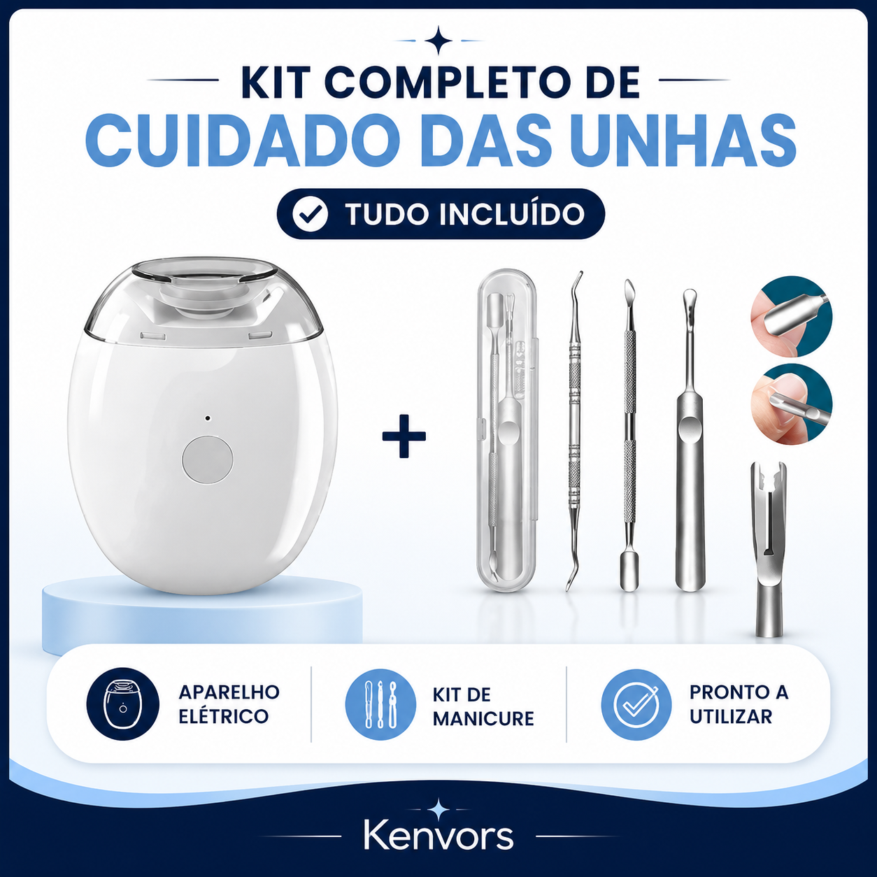 💅✨ Kenvors — Lima Elétrica Automática para Unhas de Toda a Família 👨👩👧👦