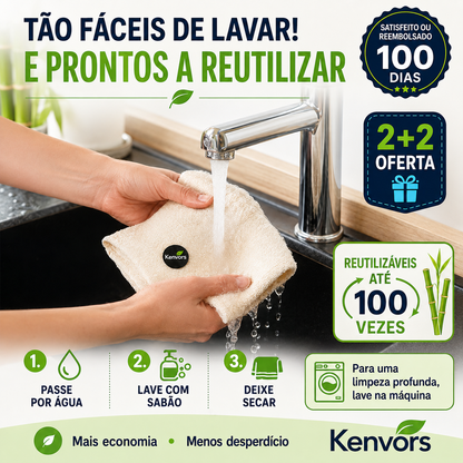 🔥 STOCK LIMITADO — Rolo de Cozinha Reutilizável em Bambu (20 folhas)