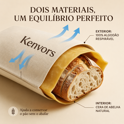 Kenvors – Saco de Conservação para Pão em Algodão e Cera de Abelha