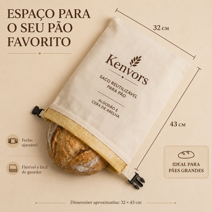 Kenvors – Saco de Conservação para Pão em Algodão e Cera de Abelha