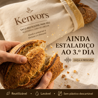 Kenvors – Saco de Conservação para Pão em Algodão e Cera de Abelha