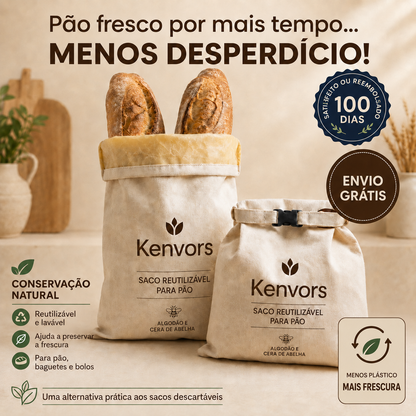 Kenvors – Saco de Conservação para Pão em Algodão e Cera de Abelha