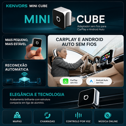 🔥 STOCK LIMITÉ — Kenvors Mini Cube 3.0, Transformez votre CarPlay/Android Auto Filaire en Sans Fil