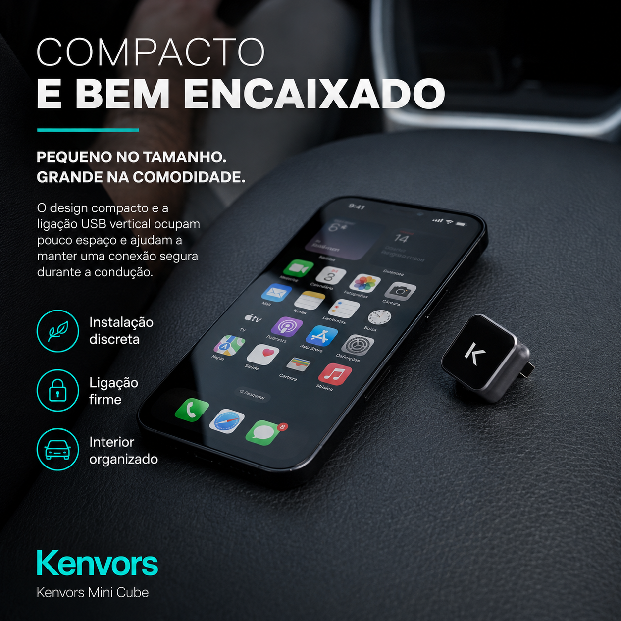 🔥 STOCK LIMITÉ — Kenvors Mini Cube 3.0, Transformez votre CarPlay/Android Auto Filaire en Sans Fil