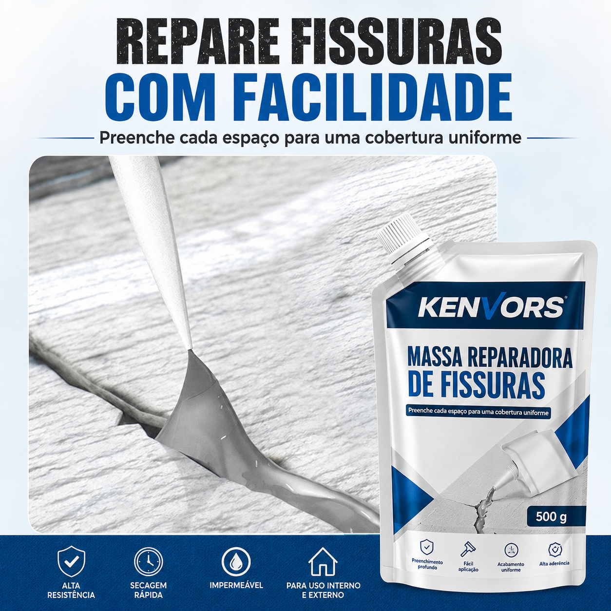 🔥 NOVA VERSÃO 🔥 Kenvors — Adesivo Extra Resistente para Reparar Fissuras em Betão 🧱🔧