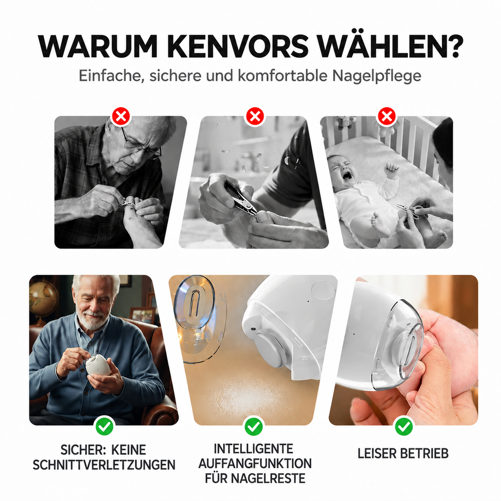 👶✨ Kenvors — Automatische elektrische Nagelfeile