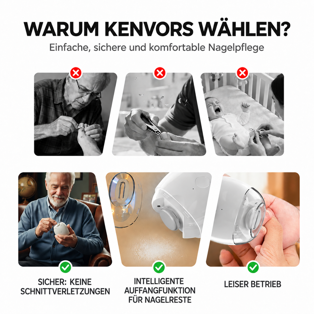 👶✨ Kenvors — Automatische elektrische Nagelfeile