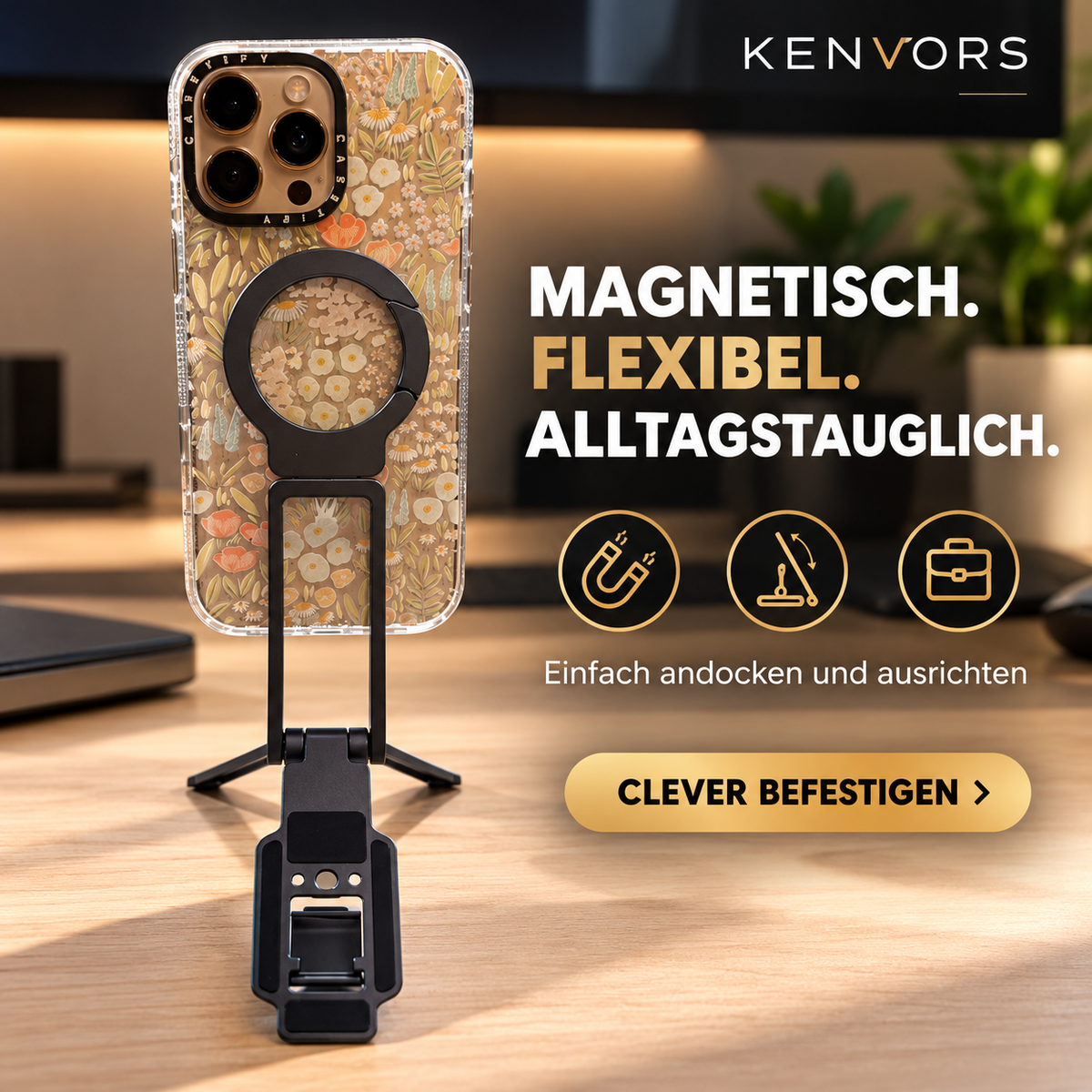 🔥 BEGRENZTER VORRAT — Kenvors™, Faltbares Magnetstativ für Smartphones