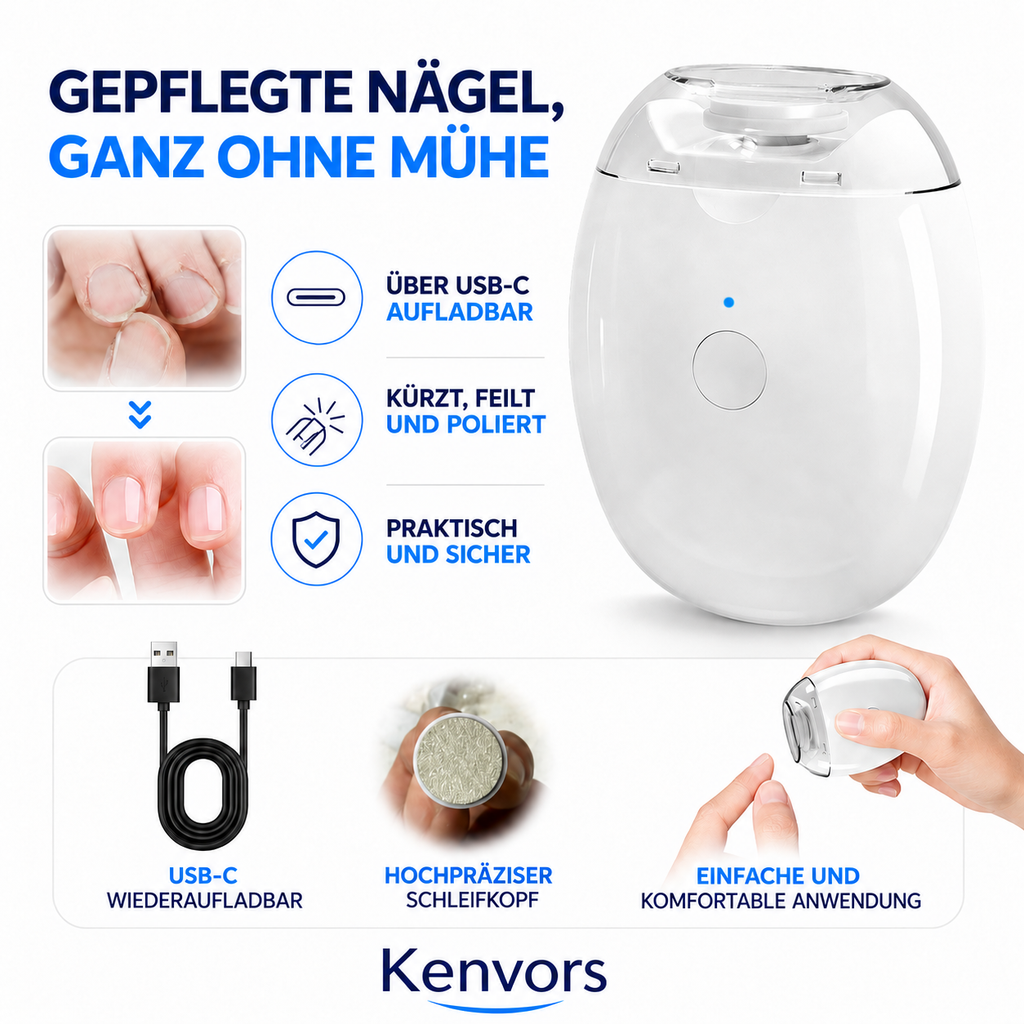 👶✨ Kenvors — Automatische elektrische Nagelfeile