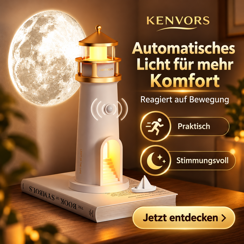 🔥 BEGRENZTER VORRAT — Kenvors™, Mondprojektionslampe in Leuchtturmform