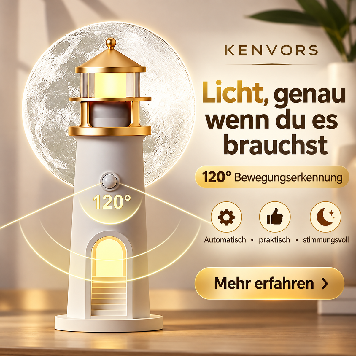 🔥 BEGRENZTER VORRAT — Kenvors™, Mondprojektionslampe in Leuchtturmform