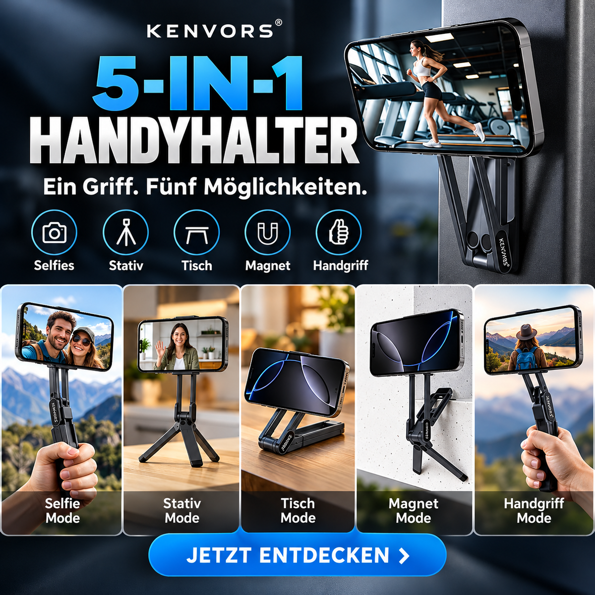 🔥 BEGRENZTER VORRAT — Kenvors™, Faltbares Magnetstativ für Smartphones