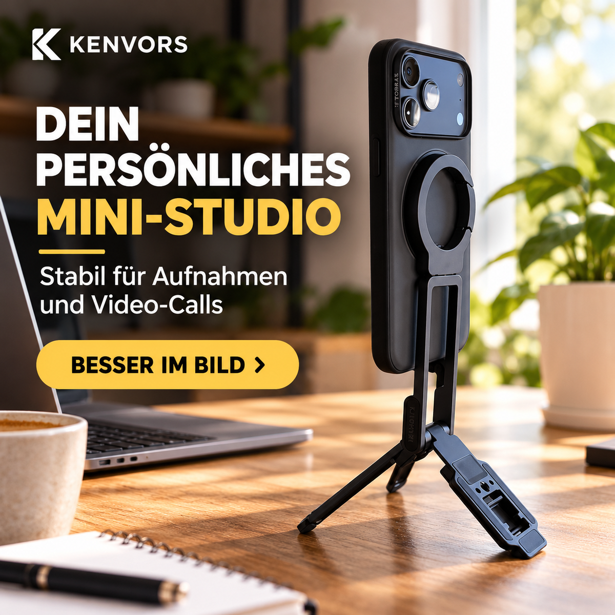 🔥 BEGRENZTER VORRAT — Kenvors™, Faltbares Magnetstativ für Smartphones