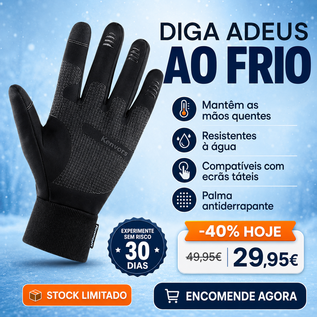 🔥 STOCK LIMITADO — Luvas Térmicas FROSTGUARD Resistentes à Água