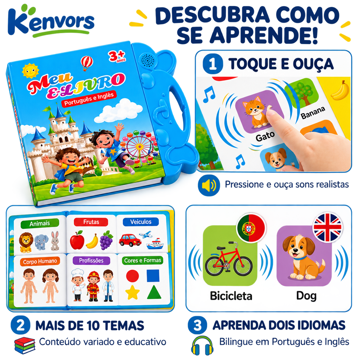 Livro Falante Bilíngue kenvors™ - Português e Inglês
