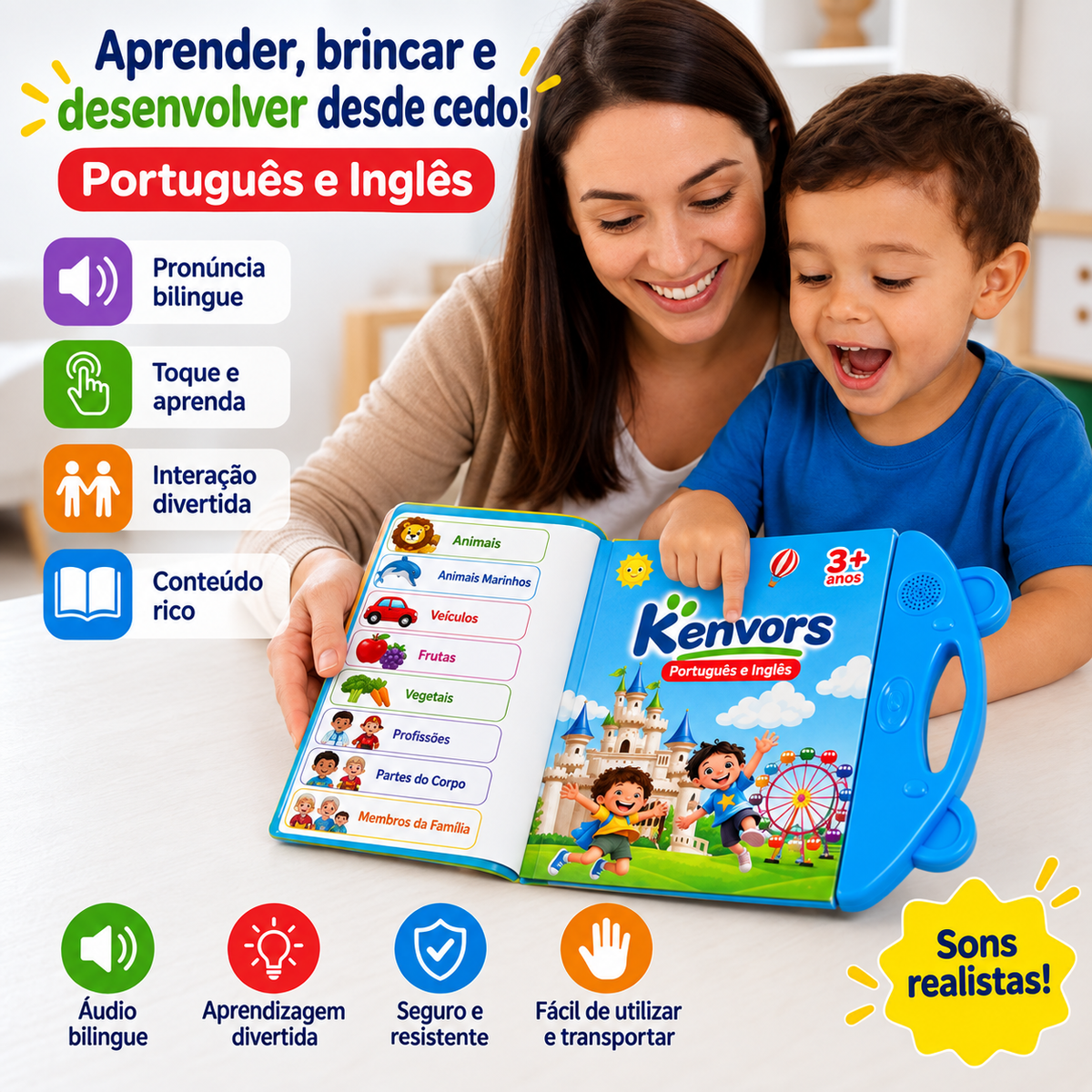 Livro Falante Bilíngue kenvors™ - Português e Inglês